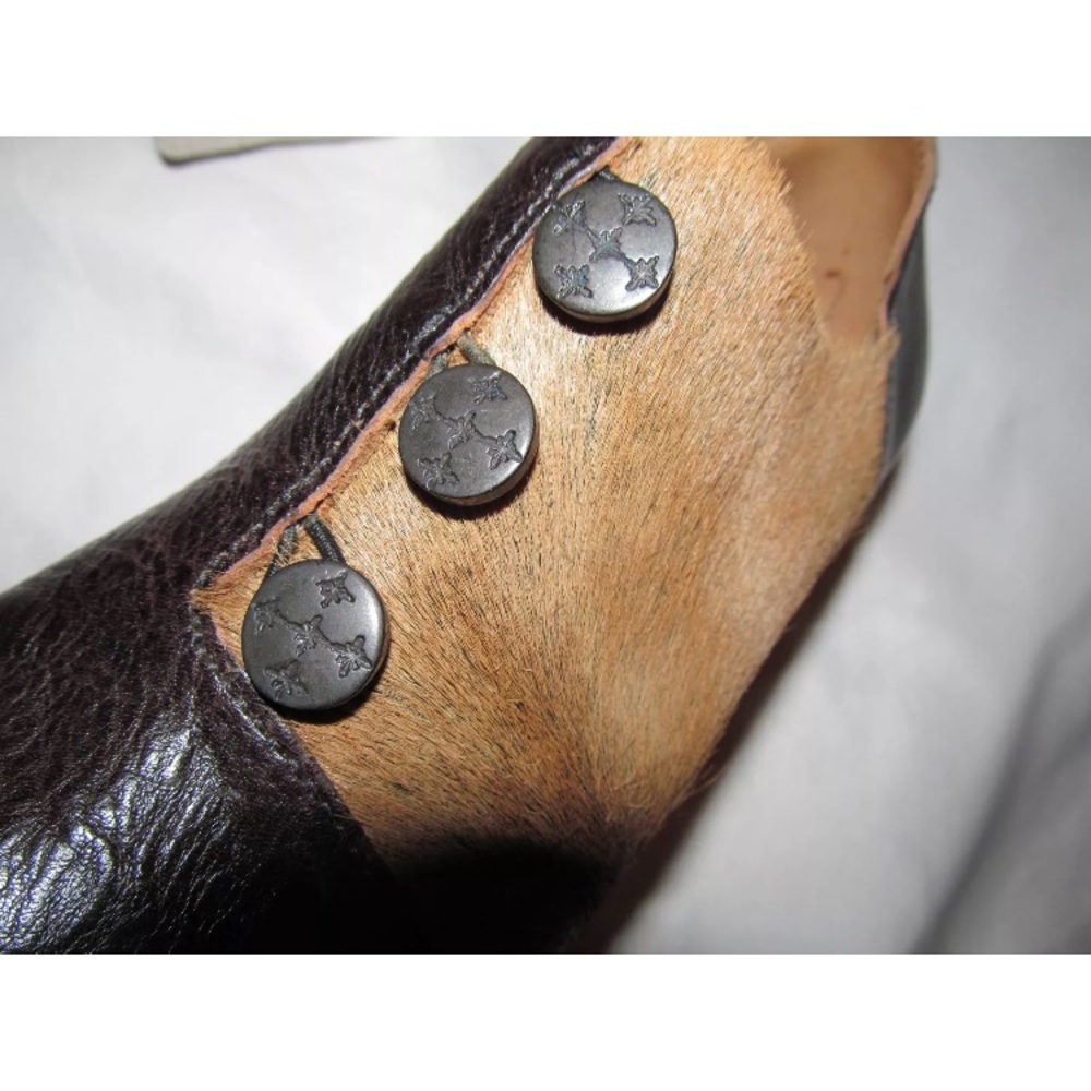 CYDWOQ calf hair kitten heel steampunk ankle boots - Picture 5 of 6